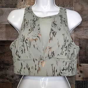 New Halle Berry X Sweaty Betty Athena Green Gold Marbled Sports Bra